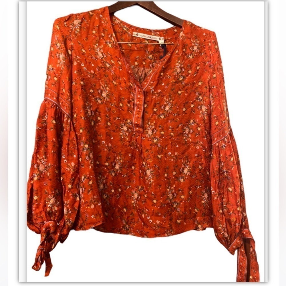 Chelsea & Violet XS Floral Boho Tie sleeves Feminine Top Romantic Bohemian NWT